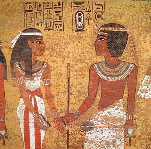 Die Himmelsgttin Nut empfngt Tutanchamun mit einem Trankopfer