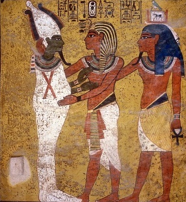 Der Totengott Osiris empfngt Tutanchamun und sein Ka, die Lebenskraft